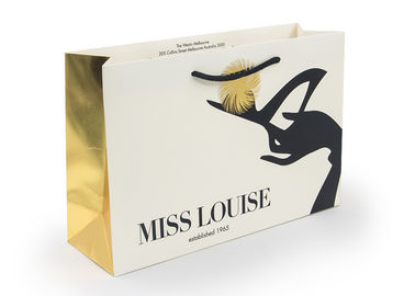 Elegant Luxury Personalised Paper Bags Gold Hot Stamping Eco - Friendly